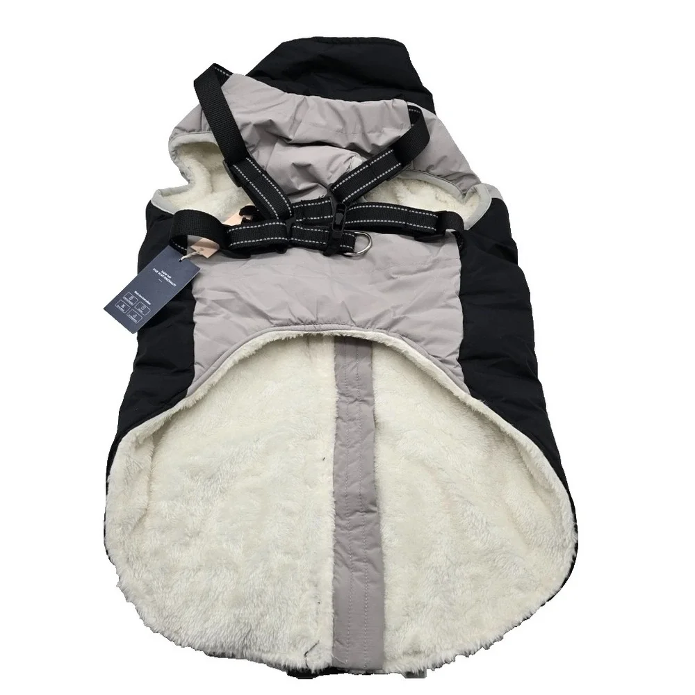 IECOii Dog Winter Coat Harness‎ Jacket Waterproof Black XL Large Dogs